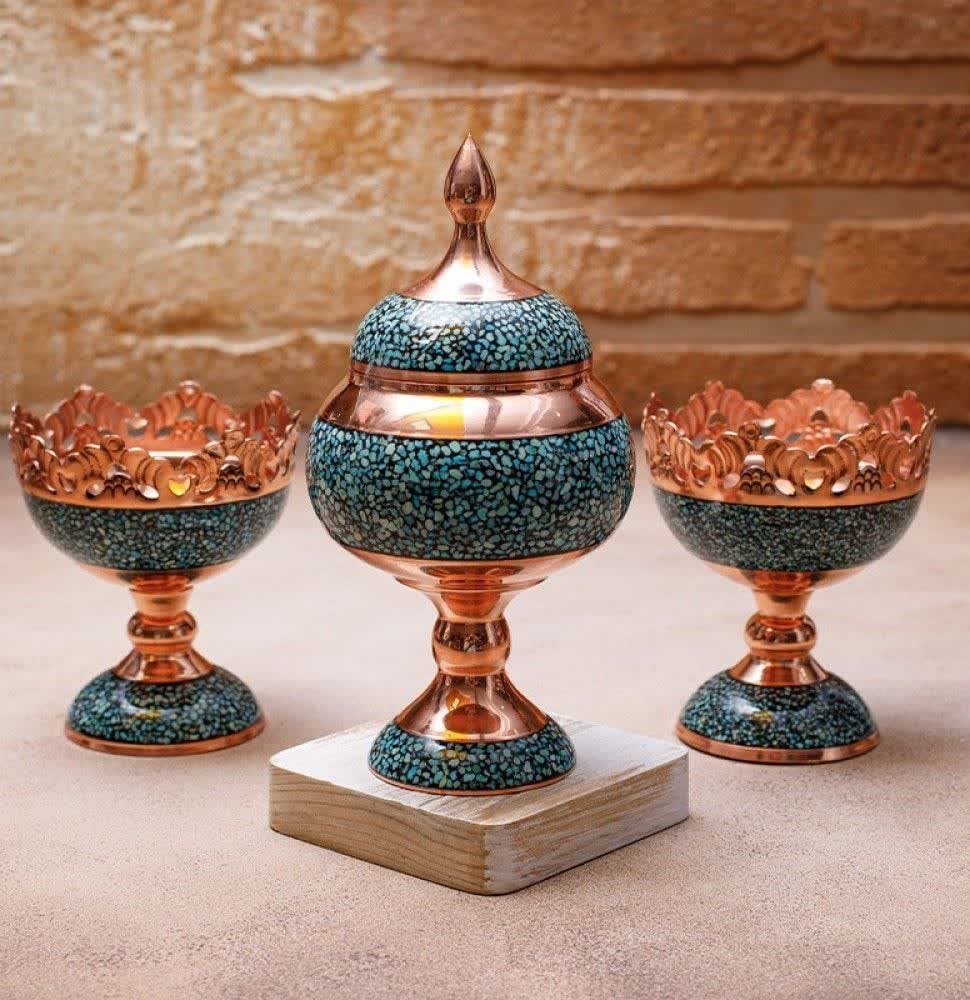 Copper- turquoise chocolate bowl collection