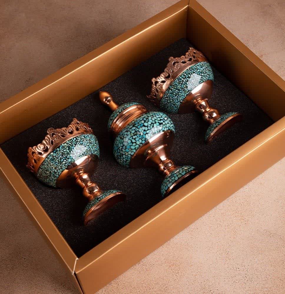 Copper- turquoise chocolate bowl collection