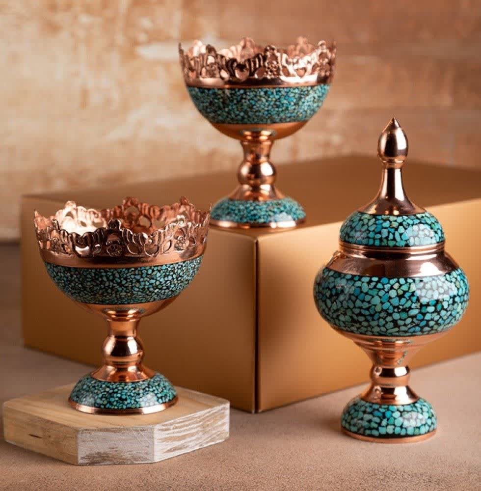 Copper- turquoise chocolate bowl collection